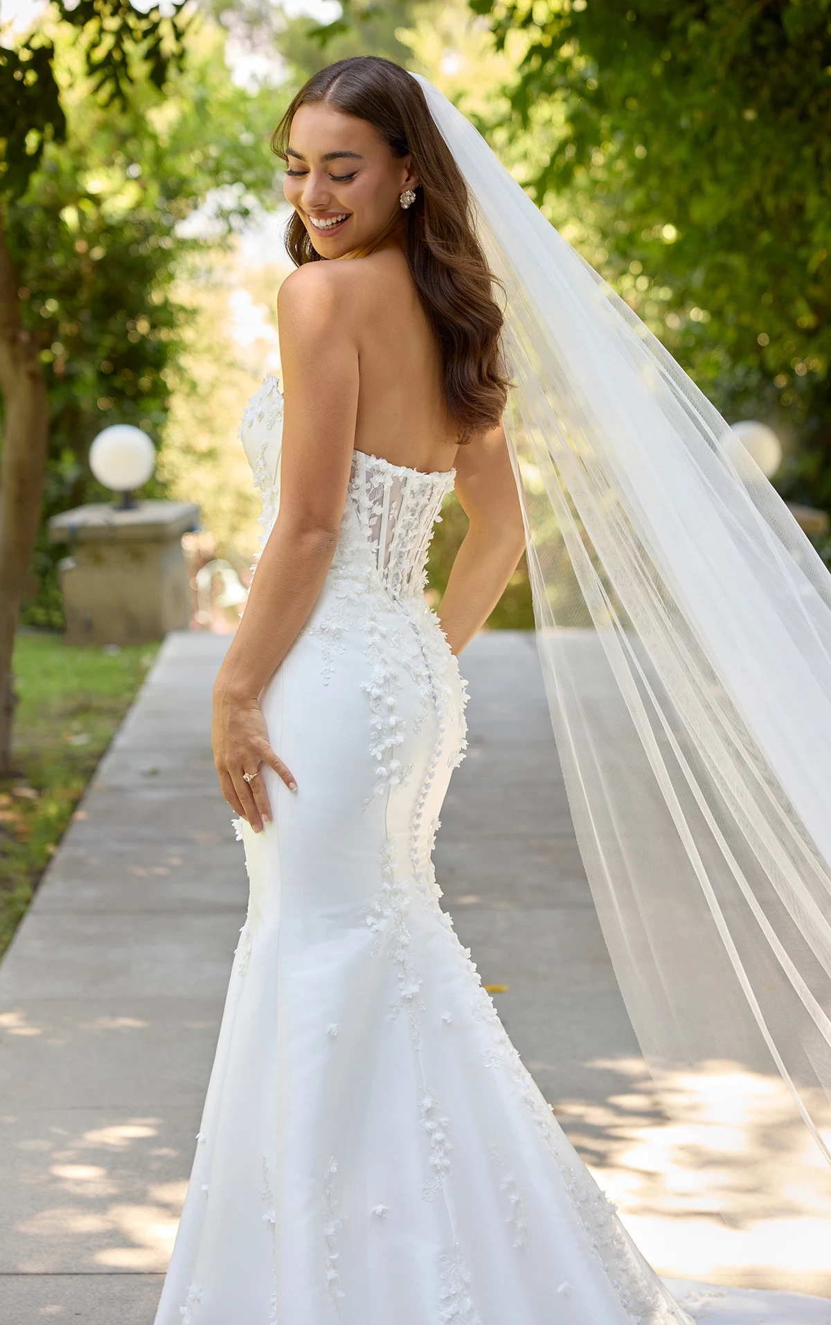 d4257 Fit and Flare Wedding Dress with Cat Eye Neckline by Essense of Australia