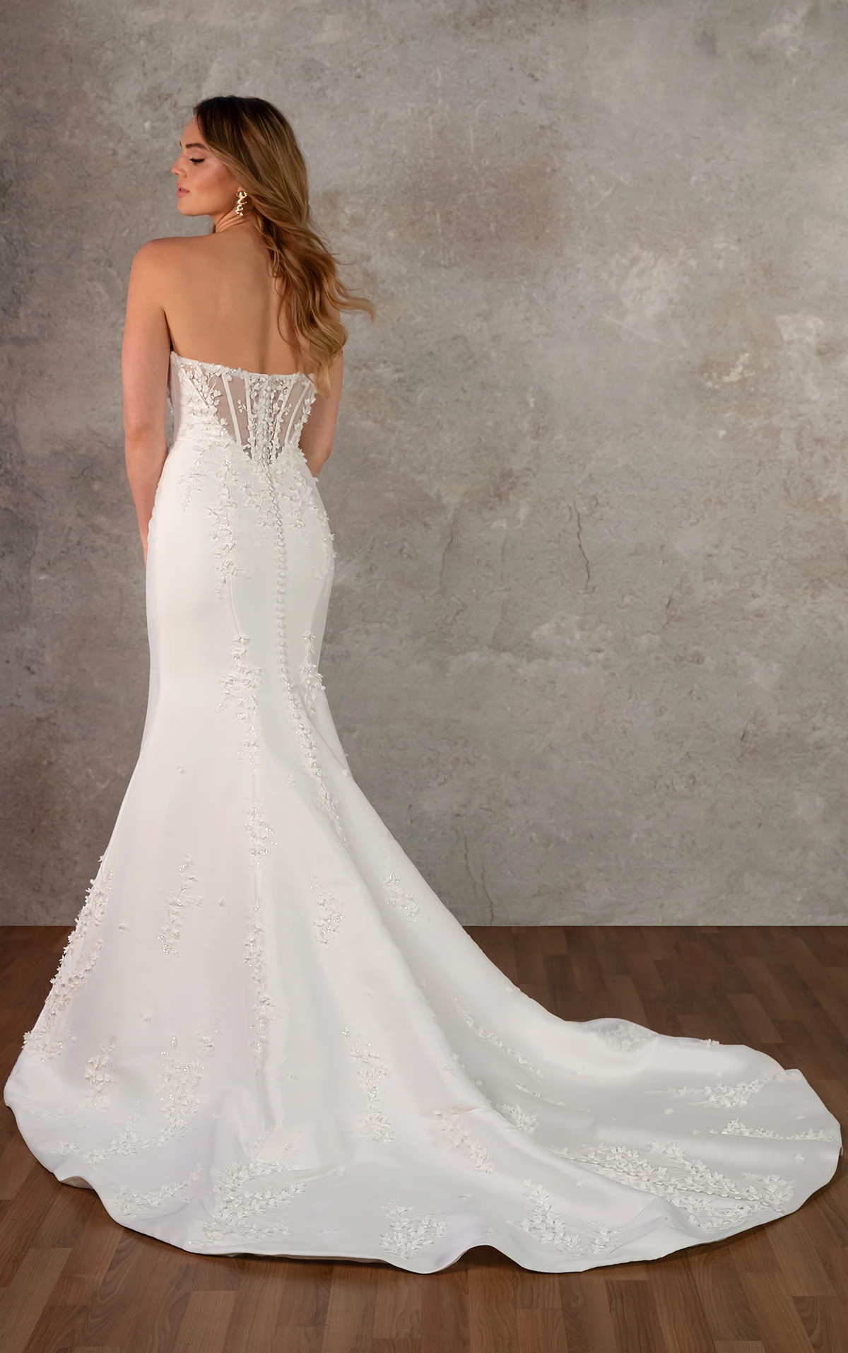 d4257 Fit and Flare Wedding Dress with Cat Eye Neckline by Essense of Australia