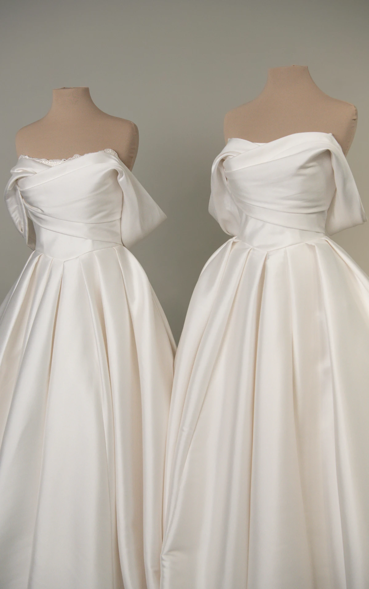 d4427 Off-the-Shoulder Mikado Ballgown with Draped Lace Bodice by Essense of Australia