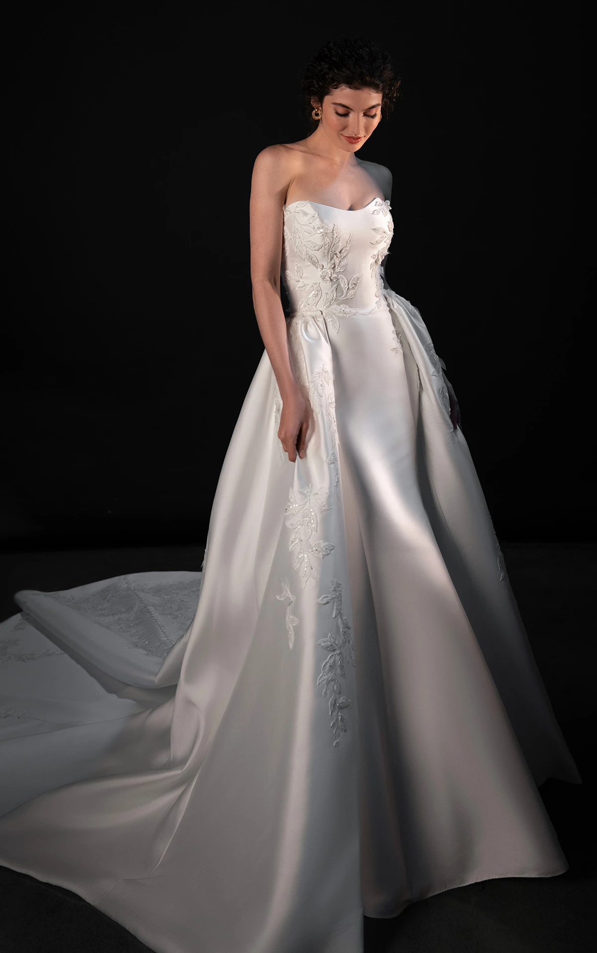 ml1942 Strapless Fit-and-Flare Wedding Dress with Detachable Overskirt by Martina Liana