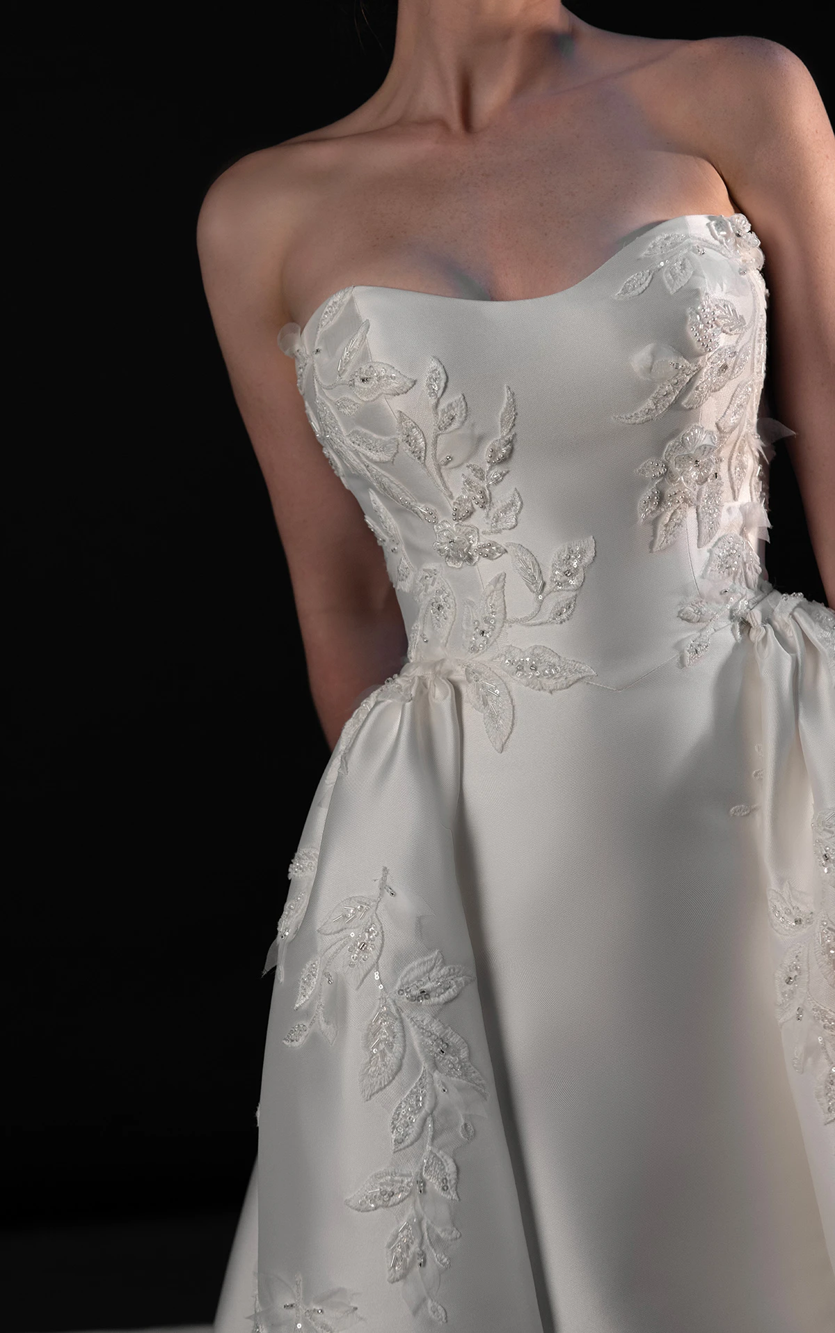 ml1942 Strapless Fit-and-Flare Wedding Dress with Detachable Overskirt by Martina Liana