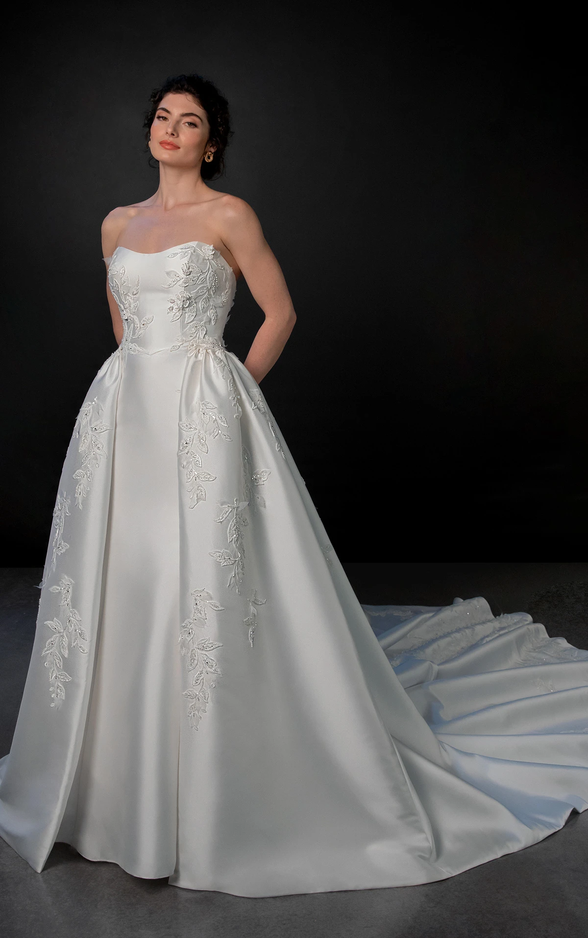 ml1942 Strapless Fit-and-Flare Wedding Dress with Detachable Overskirt by Martina Liana