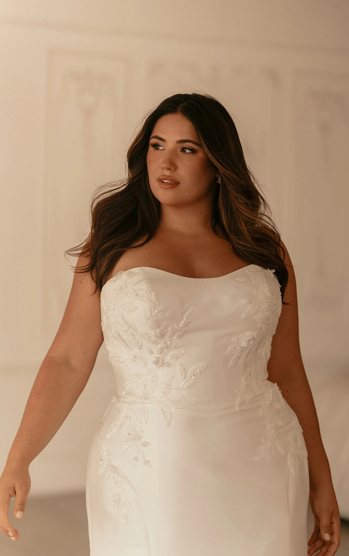 ml1942+ Strapless Plus Size Fit-and-Flare Wedding Dress with Detachable Overskirt by Martina Liana