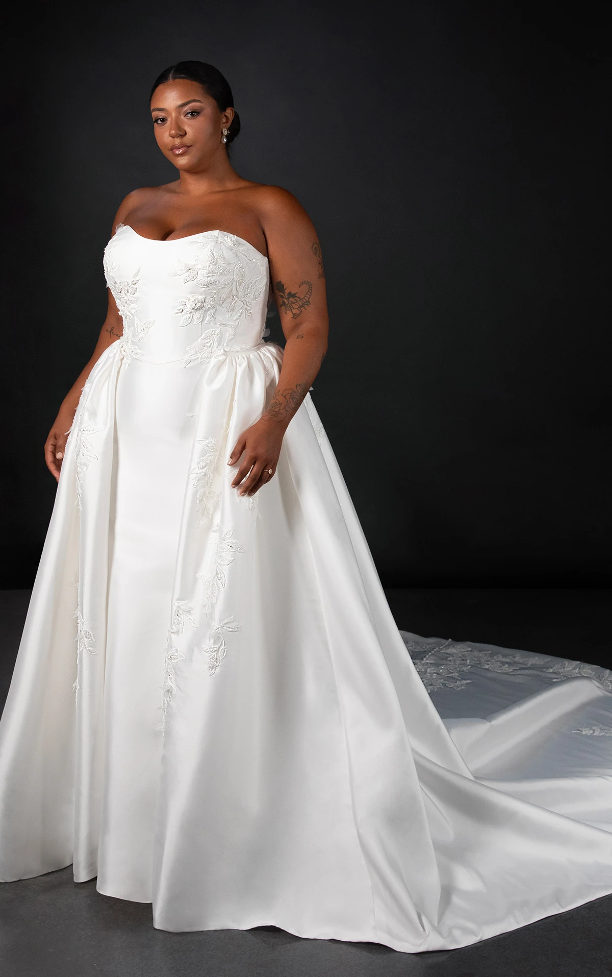 ml1942+ Strapless Plus Size Fit-and-Flare Wedding Dress with Detachable Overskirt by Martina Liana