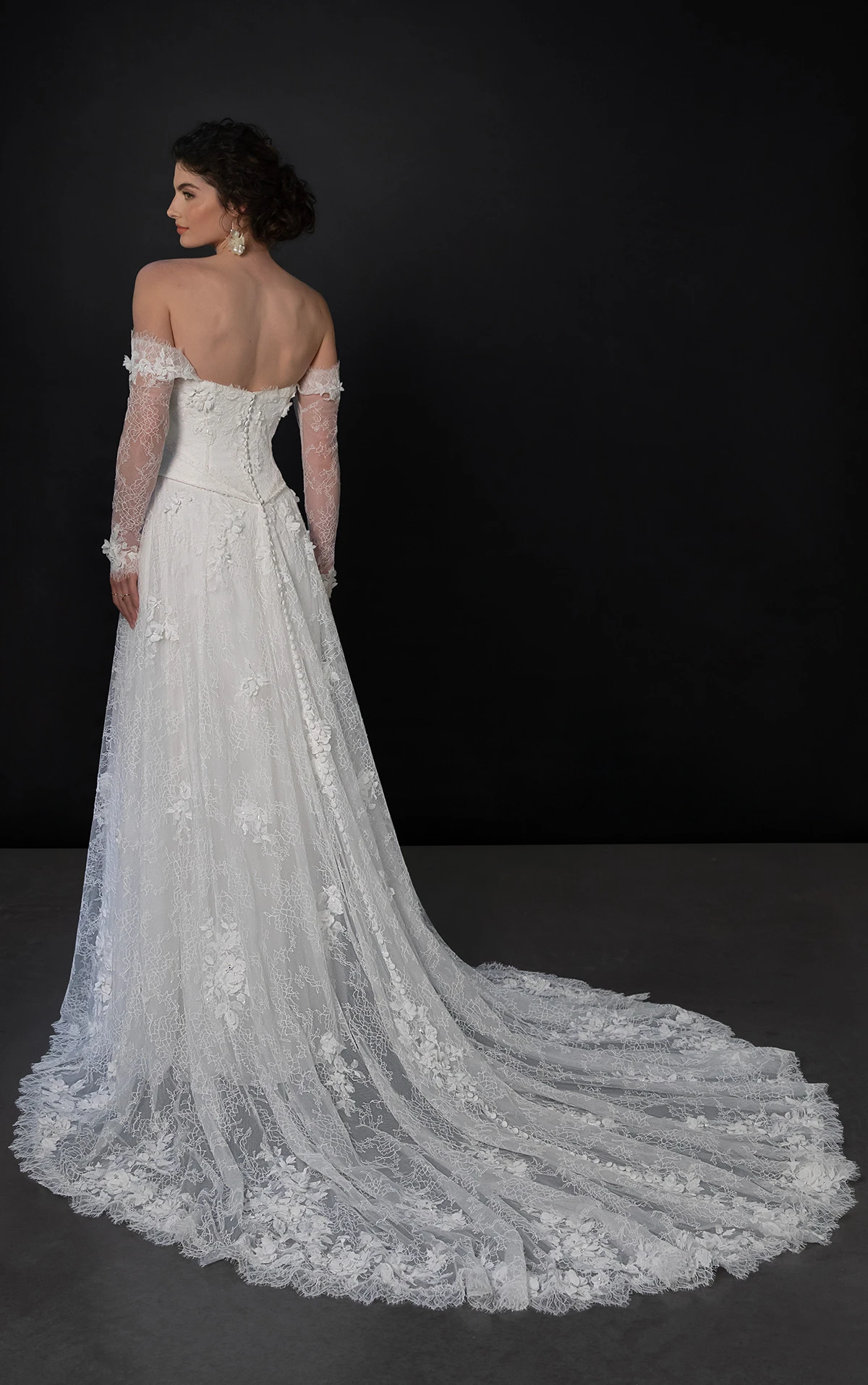 ml1953 Strapless Faux Two-Piece A-Line Wedding Dress with Detachable Sleeves by Martina Liana