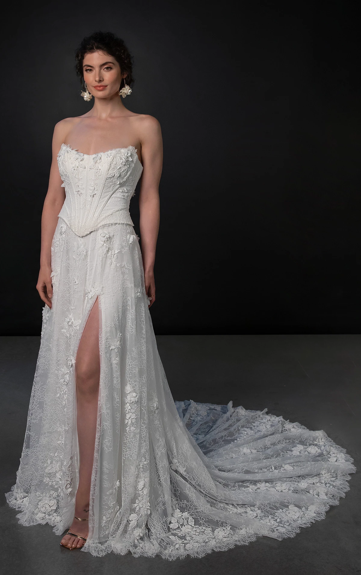 ml1953 Strapless Faux Two-Piece A-Line Wedding Dress with Detachable Sleeves by Martina Liana