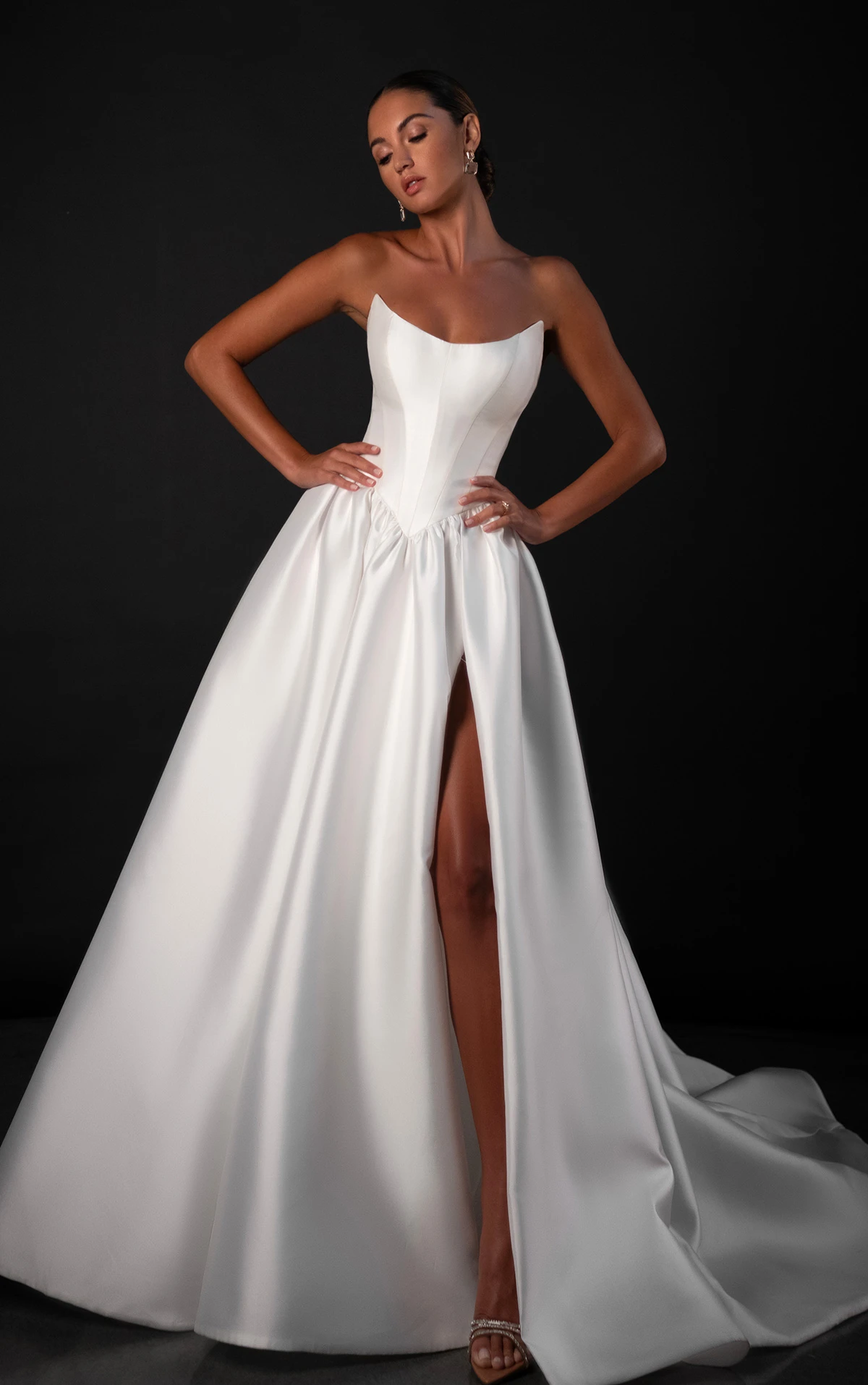 ml1962 Strapless Ballgown Wedding Dress with Cat-Eye Neckline by Martina Liana