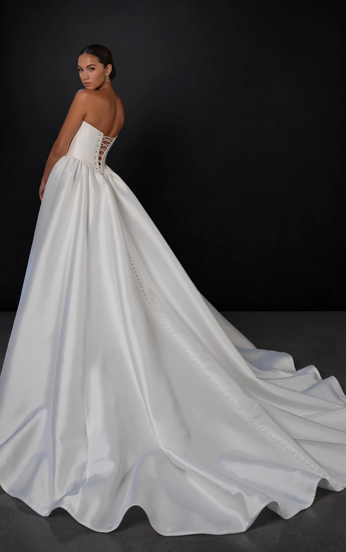ml1962 Strapless Ballgown Wedding Dress with Cat-Eye Neckline by Martina Liana