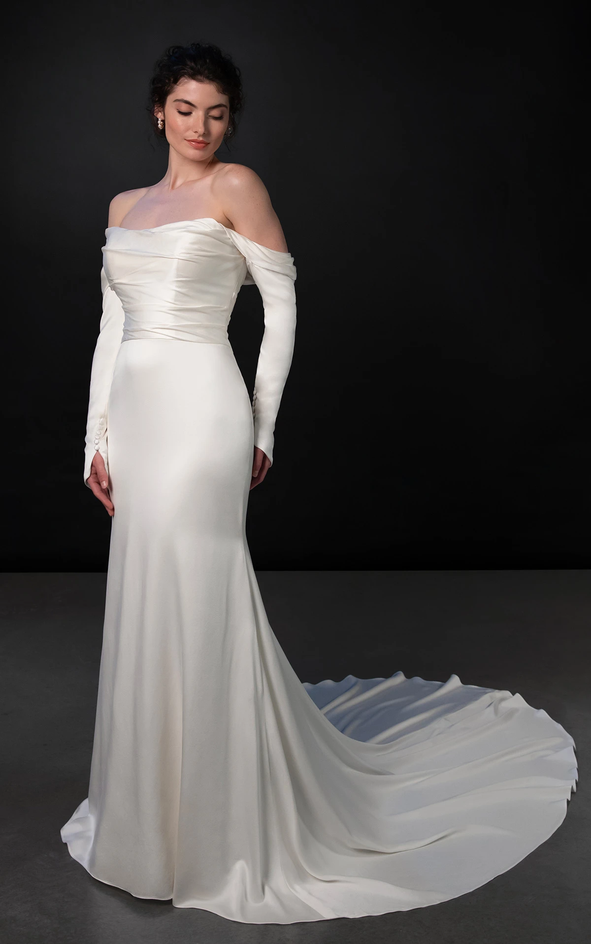 ml1997 Strapless Fit-and-Flare Wedding Dress with Ruched Bodice by Martina Liana