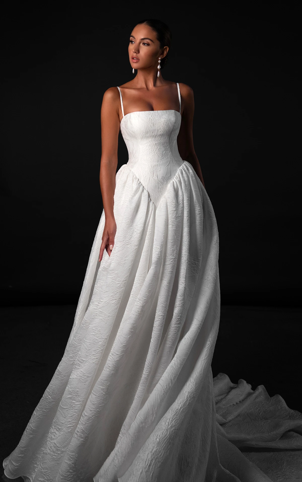 ml1998 Straight Across A-Line Wedding Dress with Spaghetti Straps by Martina Liana