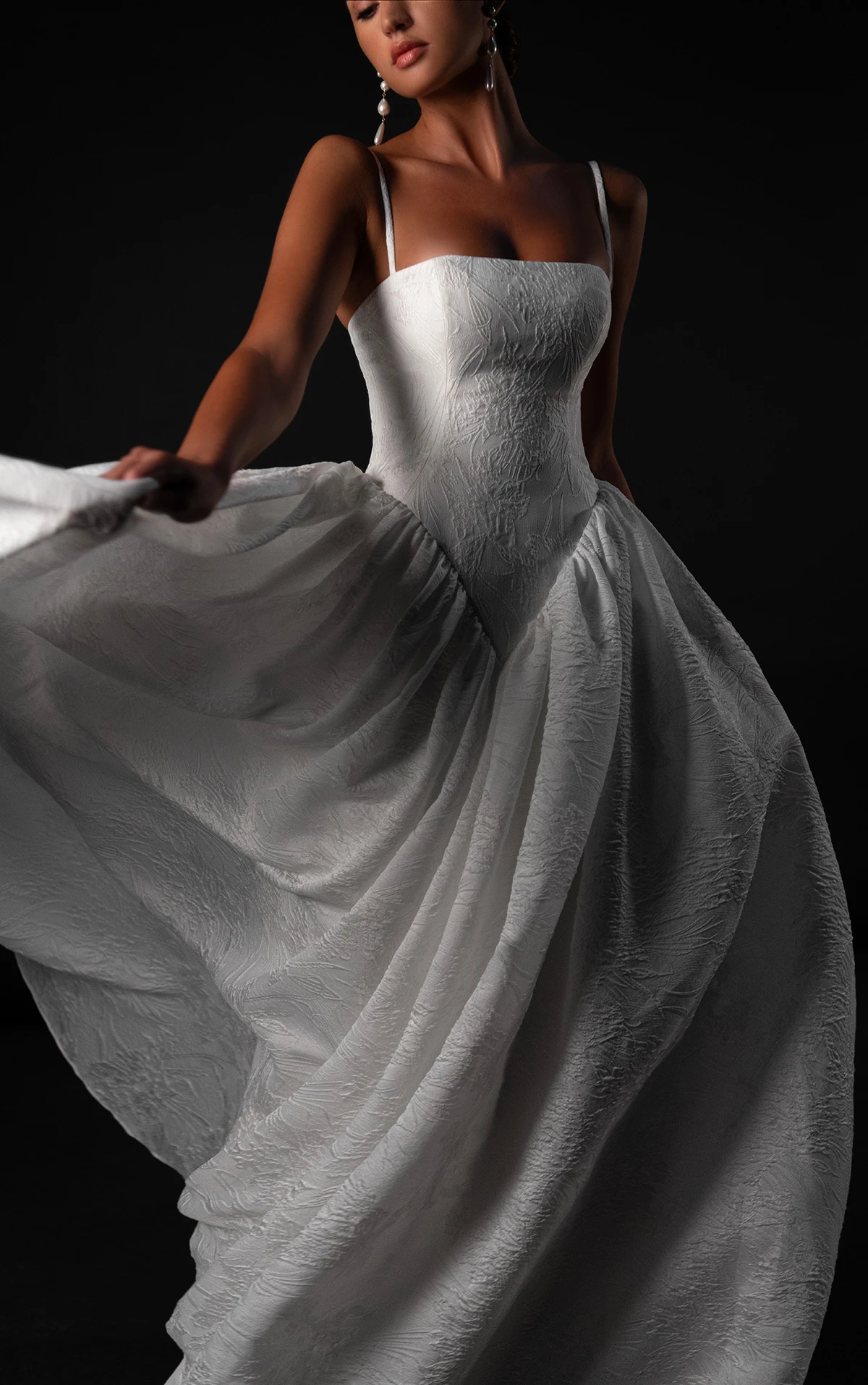 ml1998 Straight Across A-Line Wedding Dress with Spaghetti Straps by Martina Liana