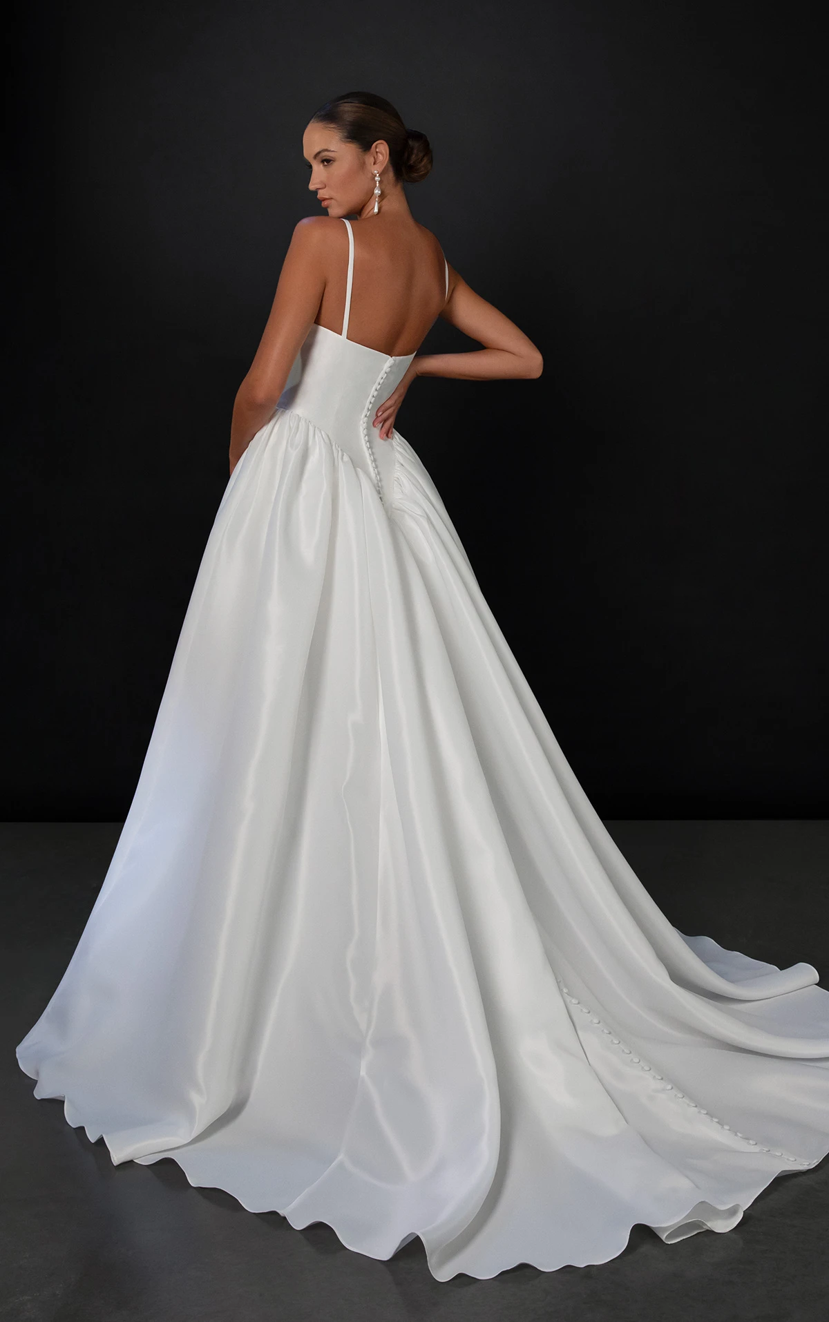 ml1998 Straight Across A-Line Wedding Dress with Spaghetti Straps by Martina Liana