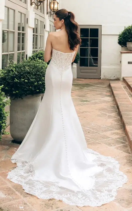 Strapless Mikado Fit-and-Flare Wedding Dress with Corset Bodice, SY8163, by Stella York