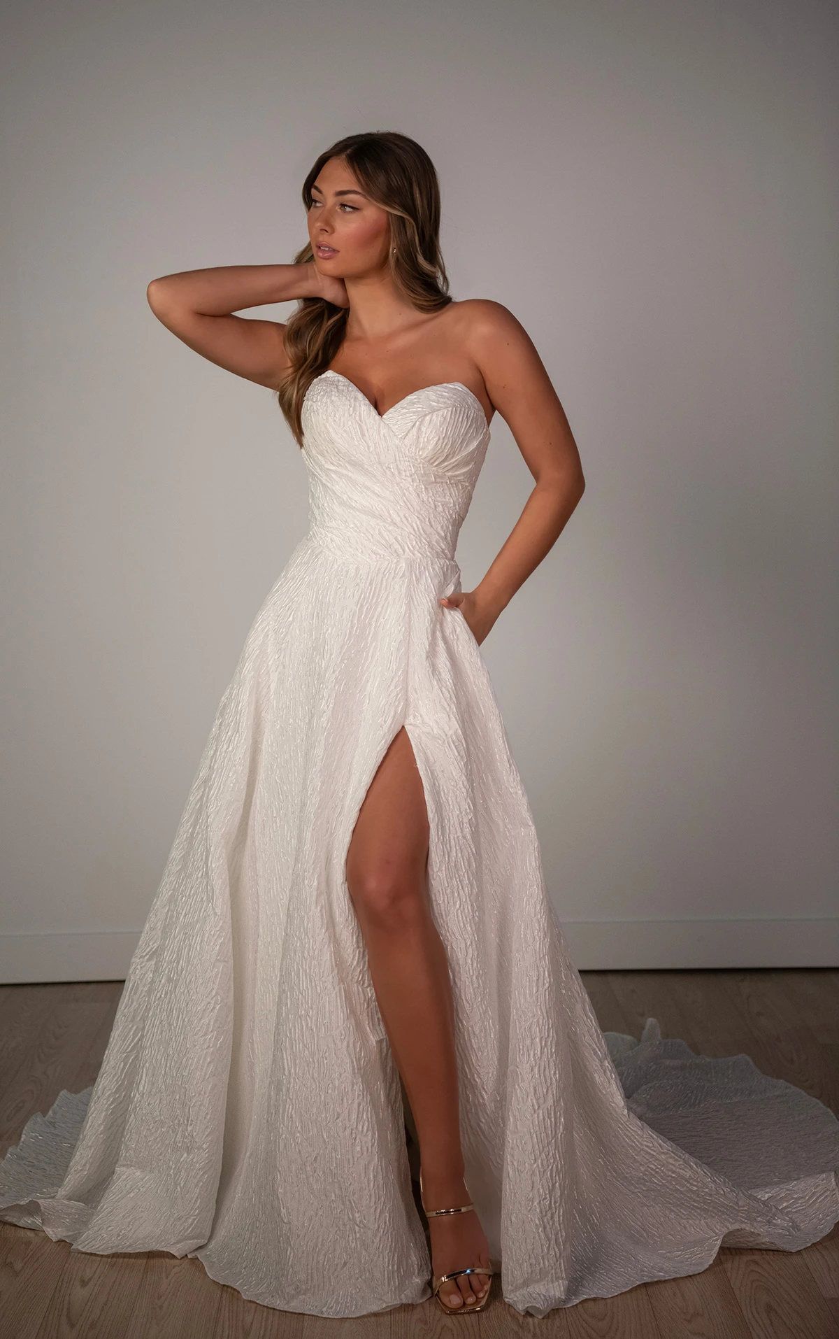 sy8191 A-Line Wedding Dress with Sweetheart Neckline and High Leg Slit by Stella York