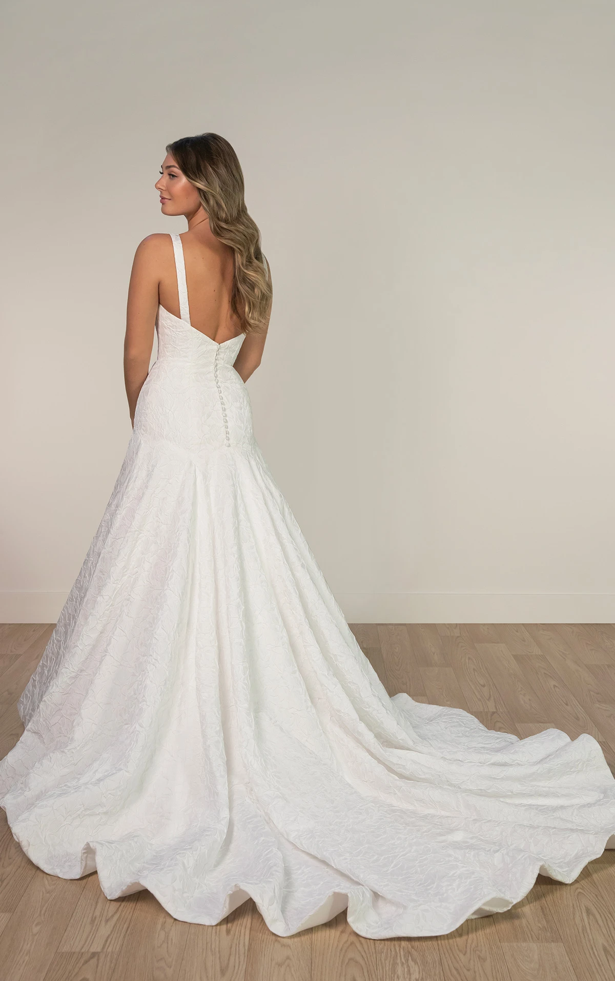 sy8202 Jacquard Fit-and-Flare Wedding Dress with Drop Waist by Stella York