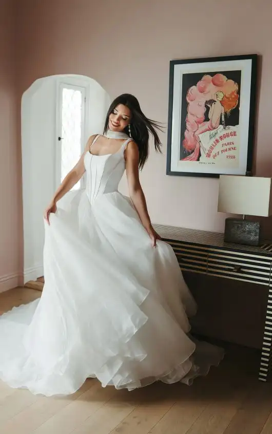 Mikado and Organza Ballgown Wedding Dress with Scoop Neckline, SY8222, by Stella York