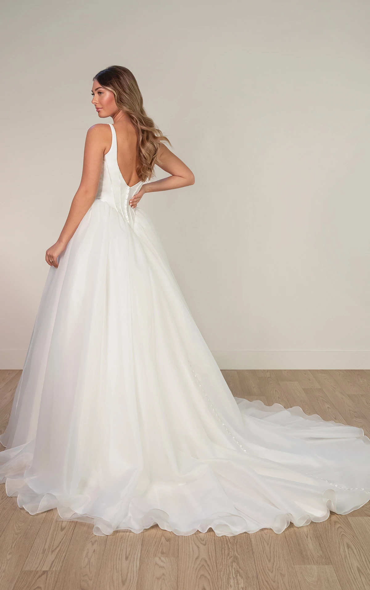 sy8222 Mikado and Organza Ballgown Wedding Dress with Scoop Neckline by Stella York