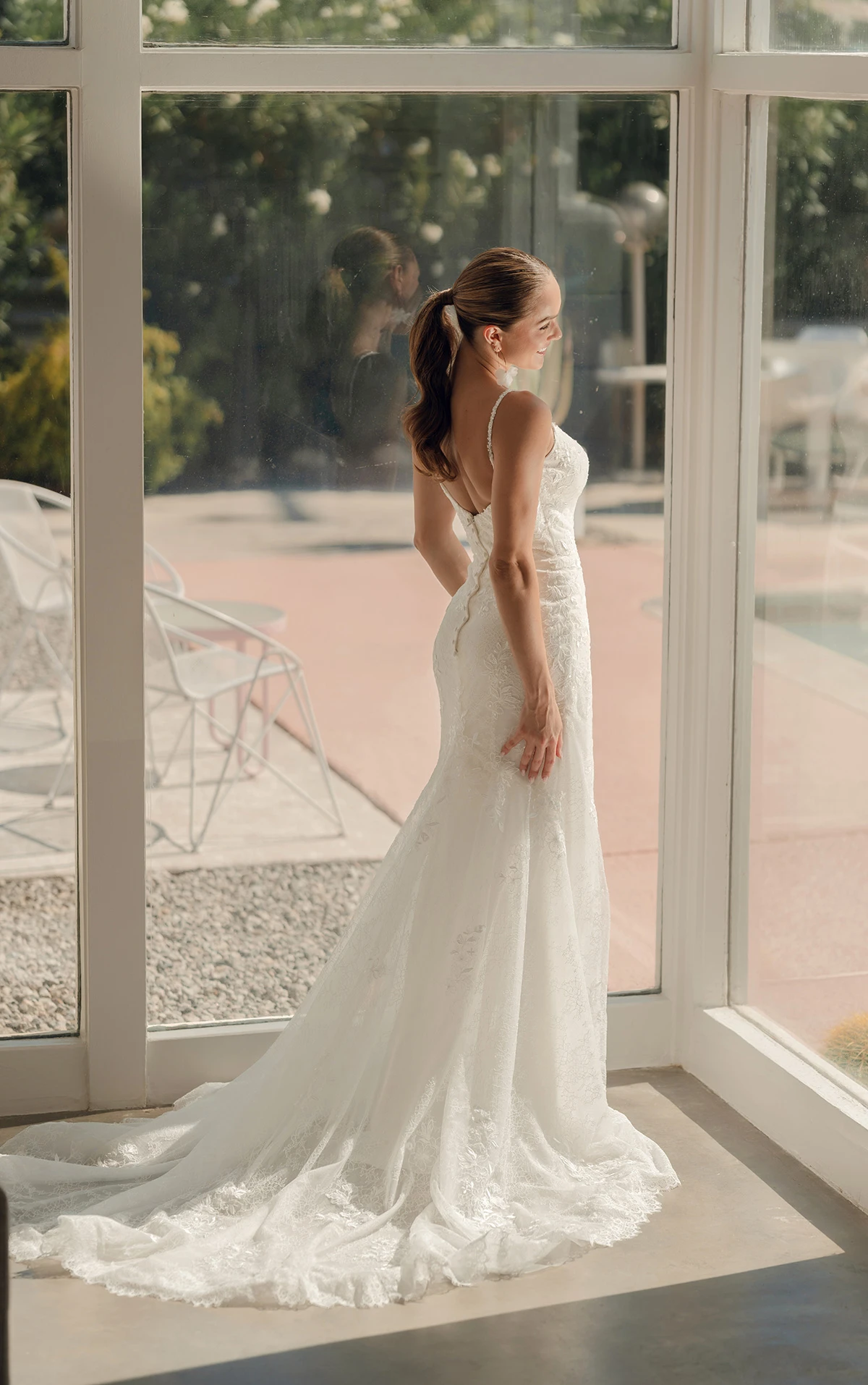 sy8237 Floral Lace Fit-and-Flare Wedding Dress with Sweetheart Neckline by Stella York