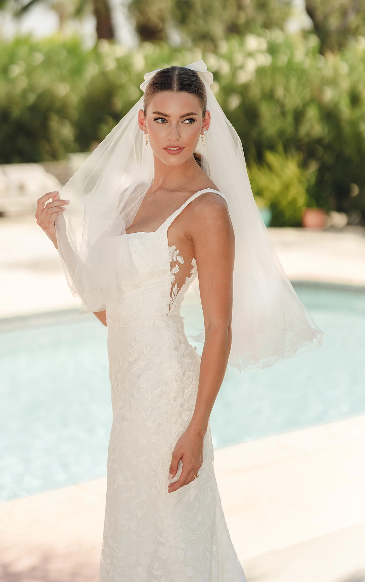 sy8253 Leafy Lace Scoop Neck Wedding Dress with Illusion Side Cutouts by Stella York