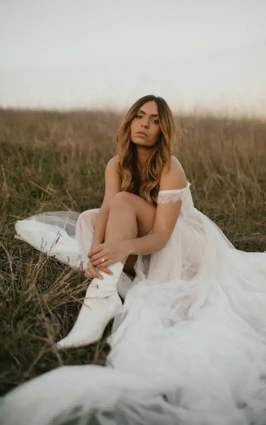 Boho Lace and Tulle A-Line Wedding Dress, VIENE, by All Who Wander